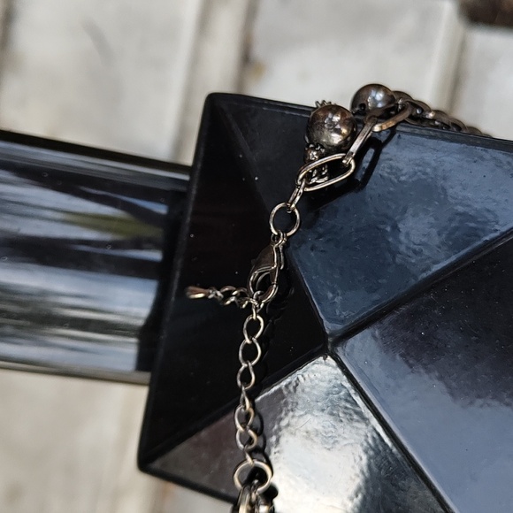 Silver and gun metal 3 strand bauble necklace - Picture 4 of 4